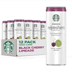 Starbucks - RTD Coffee, Refreshers with Coconut Water, Black Cherry Limeade, 12 fl oz. cans (12 Pack)